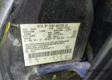 2006 Ford F-250 Lariat/Xl/Xlt from USA, damaged, VIN 1FTSW21P06EA49113